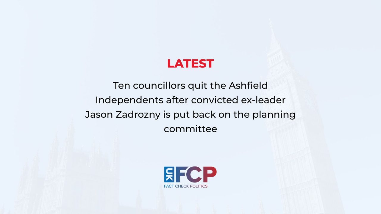 Ten councillors quit Ashfield Independents after convicted ex-leader Zadrozny returns to planning committee
