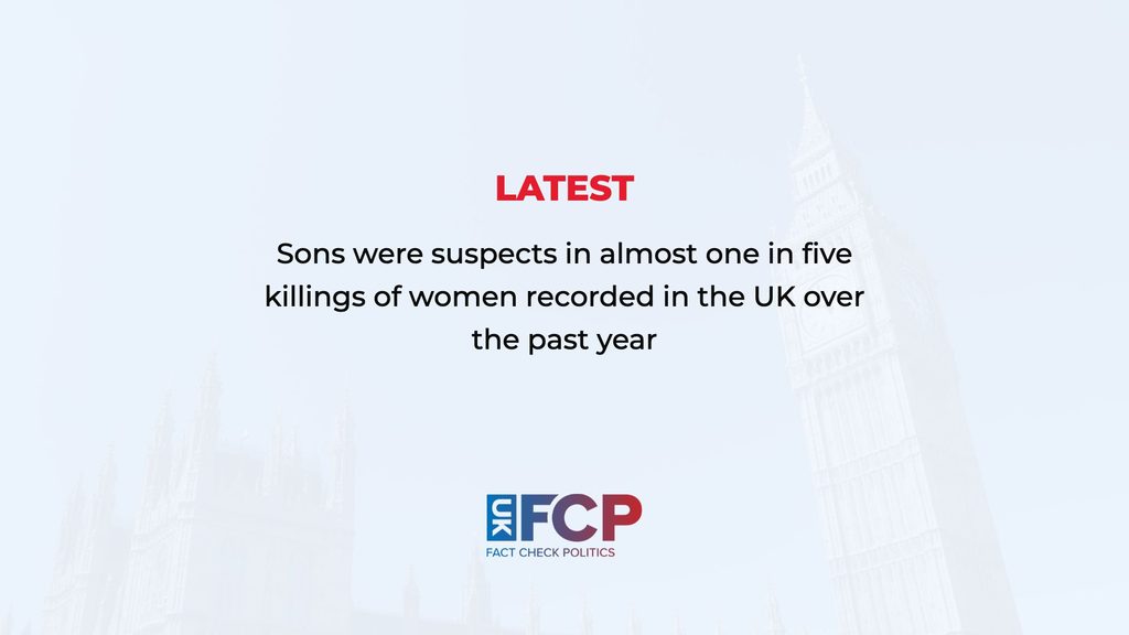 Sons were suspects in almost one in five killings of women recorded in the UK over the past year