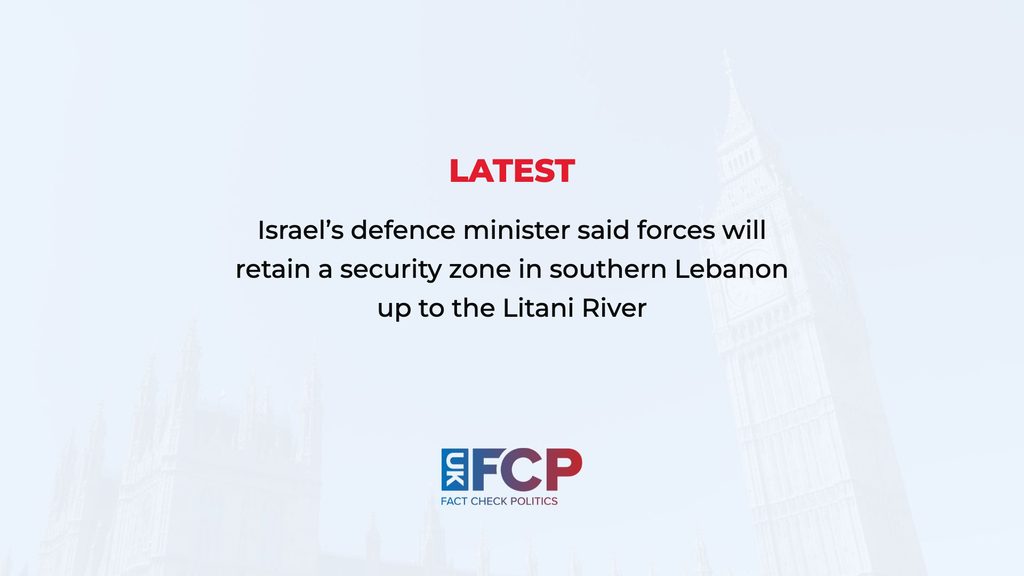 Israel says it will keep a security zone in southern Lebanon up to the Litani River