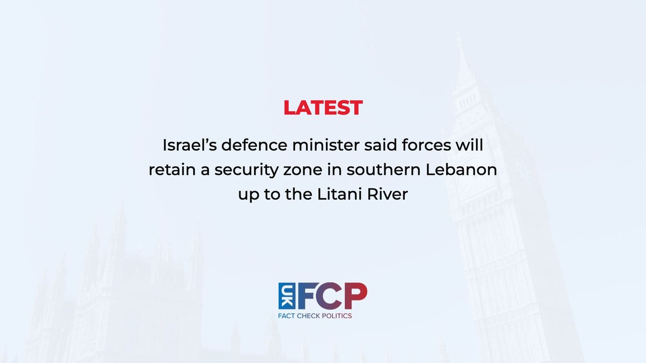 Israel says it will keep a security zone in southern Lebanon up to the Litani River