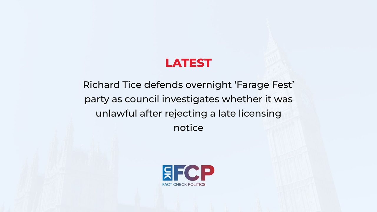 Reform's Tice defends overnight 'Farage Fest' party as council probes legality