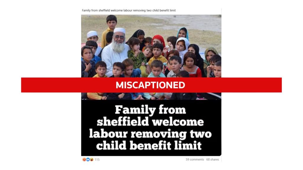 Viral ‘Sheffield family’ welfare photo actually shows displaced father in Pakistan