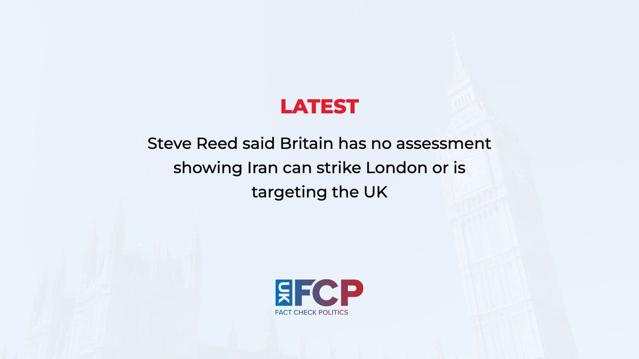 UK minister says no assessment shows Iran can strike London