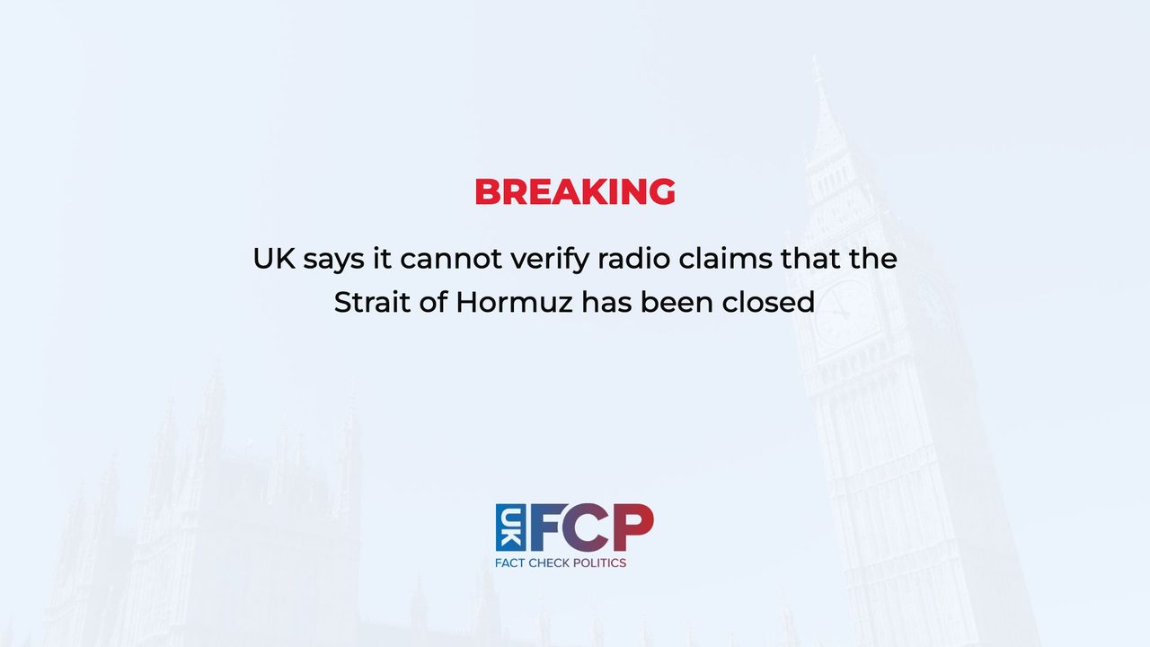 UKMTO says it cannot verify radio claims that the Strait of Hormuz is closed