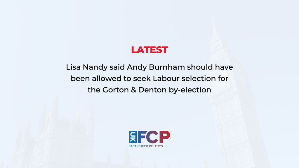 Lisa Nandy says Andy Burnham should have been allowed to stand in Gorton & Denton by-election
