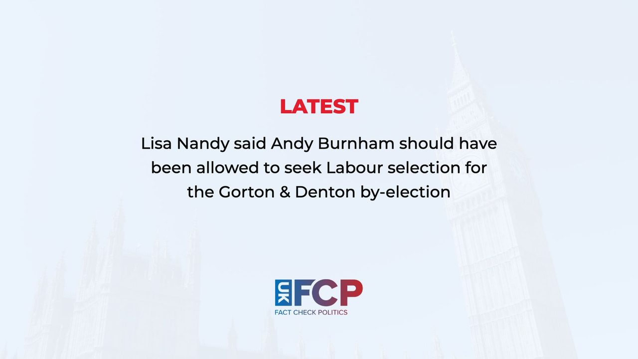 Lisa Nandy says Andy Burnham should have been allowed to stand in Gorton & Denton by-election
