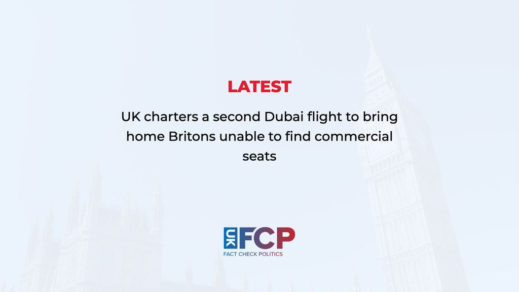 UK charters second Dubai flight to help Britons return from UAE after Gulf travel disruption