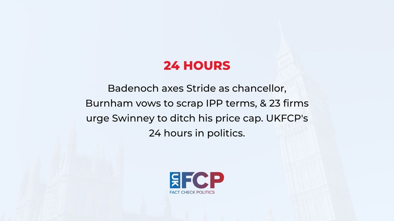 Badenoch axes Stride, Burnham targets IPP sentences, and Scottish businesses reject price cap